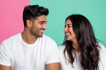 Naklejka premium South Asian Couple Discussing Financial Freedom Goals