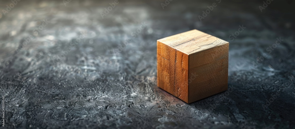 Aufkleber abstract case study symbol displayed on a wooden block against a dark backdrop with available copy s
