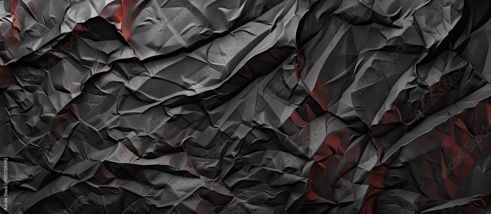 Poster crumpled black paper texture background with copy space image showcasing a dark wrinkled rolling pap
