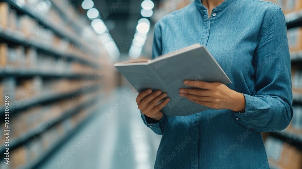 Poster hands holding a product catalog in a brick and mortar store blending physical and digital shopping e