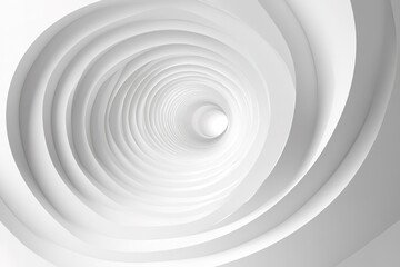 Obraz premium Abstract white spiral background with a light at the end of the tunnel.