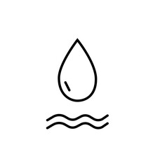 Icon water drop absorbent. Skin care deep hydration flat line icon. Moisturizing symbol. Cosmetology, hygiene, diaper, wet wipes, sanitary pads. Vector flat illustration isolated on white background.