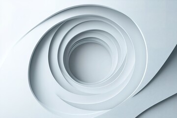Abstract white swirl with depth and light.