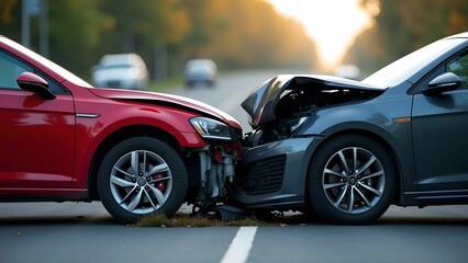 Naklejka premium Head-on car accident