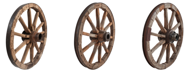High-Quality PNG Old wooden wheel on the white background– High Resolution