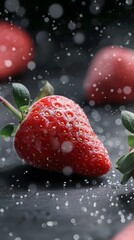 strawberries on a black background