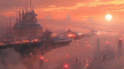 A floating city in a gas giant atmosphere