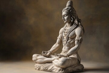 **Title:** Sculpture Depicting the Hindu Deity Shiva, a Revered Figure in Hinduism, Embodying Creation, Destruction, and Transformation