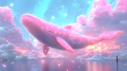 a dream scene of a space whale
