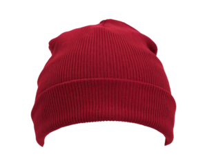 High-Quality PNG Red wool hat isolated on white background. – High Resolution