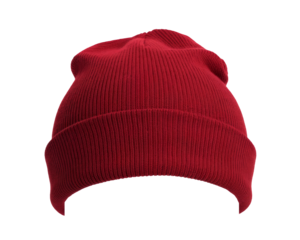 High-Quality PNG Red wool hat isolated on white background. – High Resolution