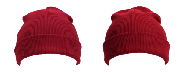 High-Quality PNG Red wool hat isolated on white background. – High Resolution