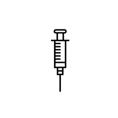 Syringe Icon, Line Art, Black and White, Vaccination