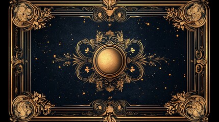 Ornate decorative frame featuring intricate designs and a central circular element.