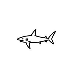 Fototapeta premium Outlined shark vector in black, marine icon