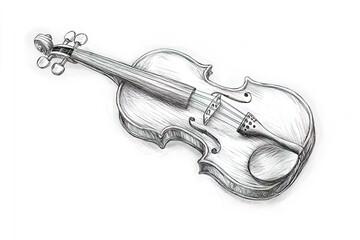 Obraz premium pencil sketch musical instrument classical violin isolated on a white background