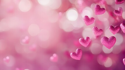 A magenta pink background with heart-shaped bokeh light