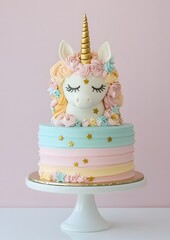 magical unicorn-themed birthday cake