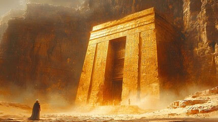An explorer discovers an ancient Egyptian building