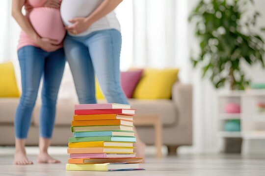 Expecting Parents with Stack of Baby Books