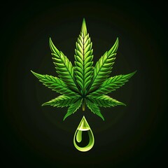 green leaf with drops of water black Background Generative AI.