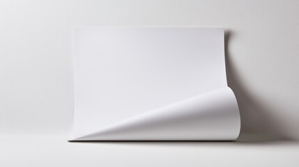 Realistic A4 white paper floating above a white background, casting soft shadows, crisp and clean edges for a modern mockup design template
