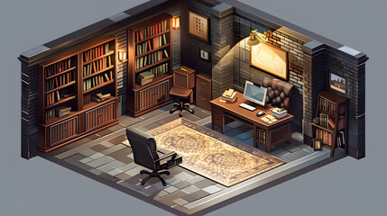 Home Office Basement design 3D