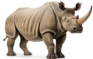 Obraz premium Rhino standing alone on white background