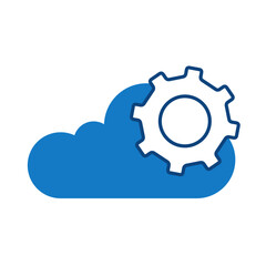 Cloud Gear Blue Icon. Cloud Technology Editable Stroke Vector Illustration