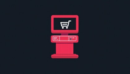 Glyph icon representing a retail checkout, designed for transactional clarity.