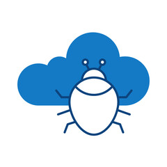Cloud Bug Blue Icon. Cloud Technology Editable Stroke Vector Illustration