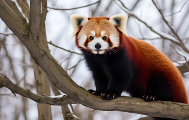 Cute red pandas in their natural habitat