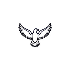 Fototapeta premium Dove Flying Illustration, Peace and Freedom, Monochrome