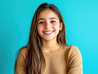 Fototapeta premium Happy Latina Teenager with Light Skin Smiling