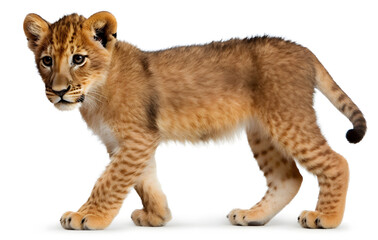Obraz premium Cute lion cub on white background