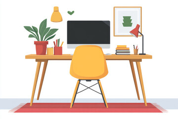 desk with a laptop