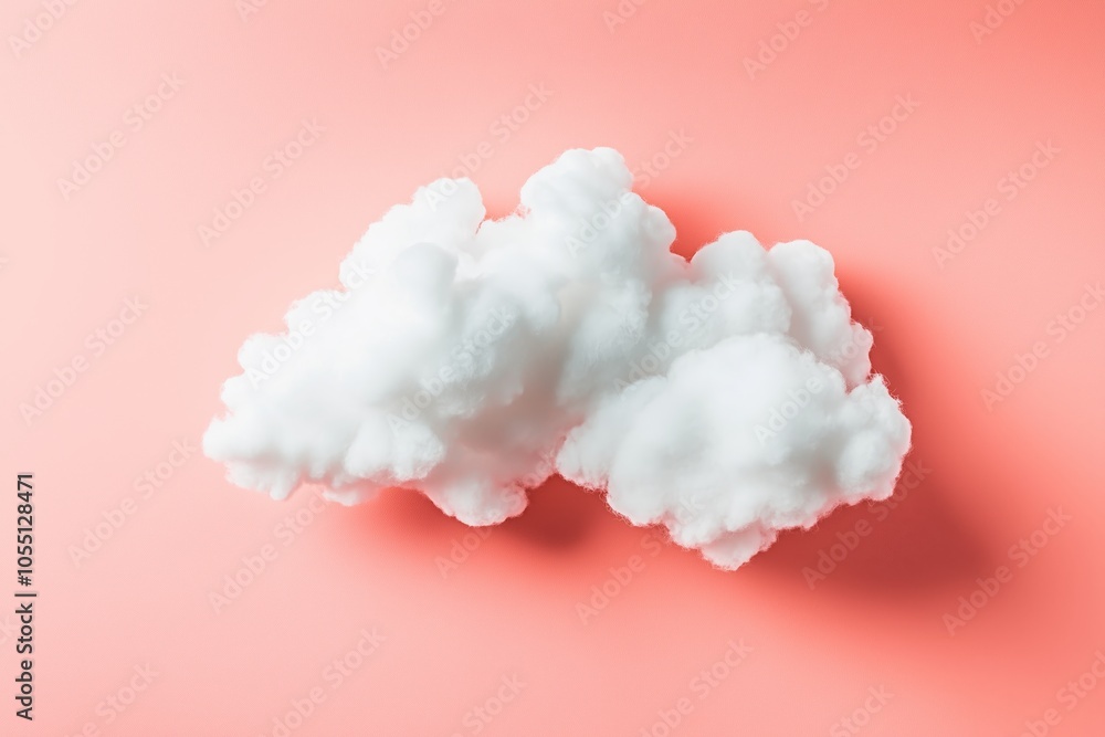 Aufkleber white cloud floating against a soft pastel coral backdrop representing a minimalistic weather concep