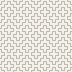 Sashiko-inspired geometric black and white seamless vector pattern. Stylish monochrome background design in Japanese style.
