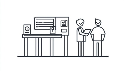 Icon for security checkpoint, clean line design for safety and inspection.