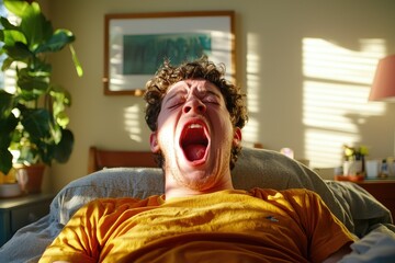 Humorous Snoring with Mouth Wide Open