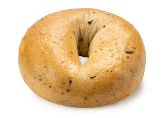 Homemade Bagel or Plain Beigel on white background, Begel bakery isolate on white with clipping path.