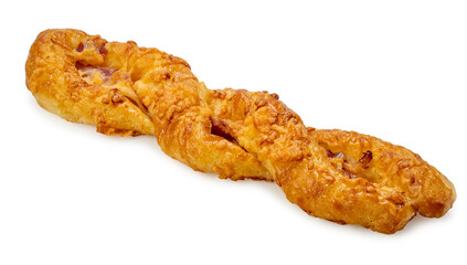 Bacon Twist Pretzel or Breadstick on white background, Bacon Twist breadcrumb isolate on white with clipping path.