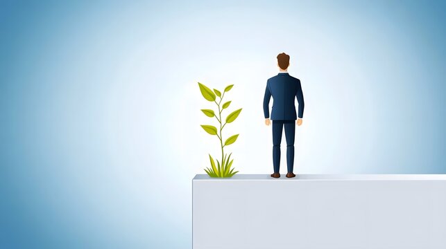 A businessman contemplating growth and change