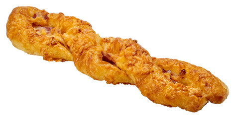 Bacon Twist Pretzel or Breadstick on white background, Bacon Twist breadcrumb isolate on white with clipping path.