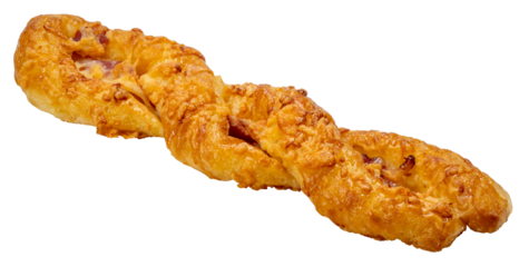 Bacon Twist Pretzel or Breadstick on white background, Bacon Twist breadcrumb isolate on white with clipping path.
