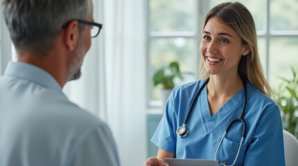 Fototapeta premium Professional Healthcare Consultation Photo - Doctors, Nurses, and Medical Team with Patients for Stock Use