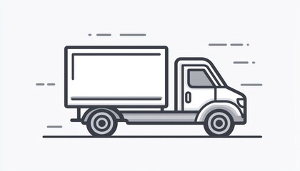 Sharp and modern icon of a delivery truck in line style for transport visuals.