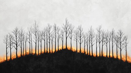 Wildfires in a forest due to increased CO2 emissions, symbolizing the direct climate impact