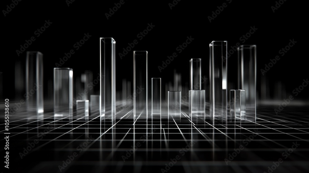Poster abstract glass structures on dark background