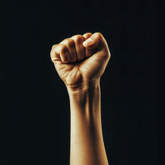 African American hand raised up and clenched into a fist. Symbol of solidarity and unity. Black History Month. Africa Day